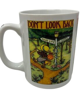 Vintage Oz Mary Engelbreit Don't Look Back Ceramic Mug No Regrets Vintage
